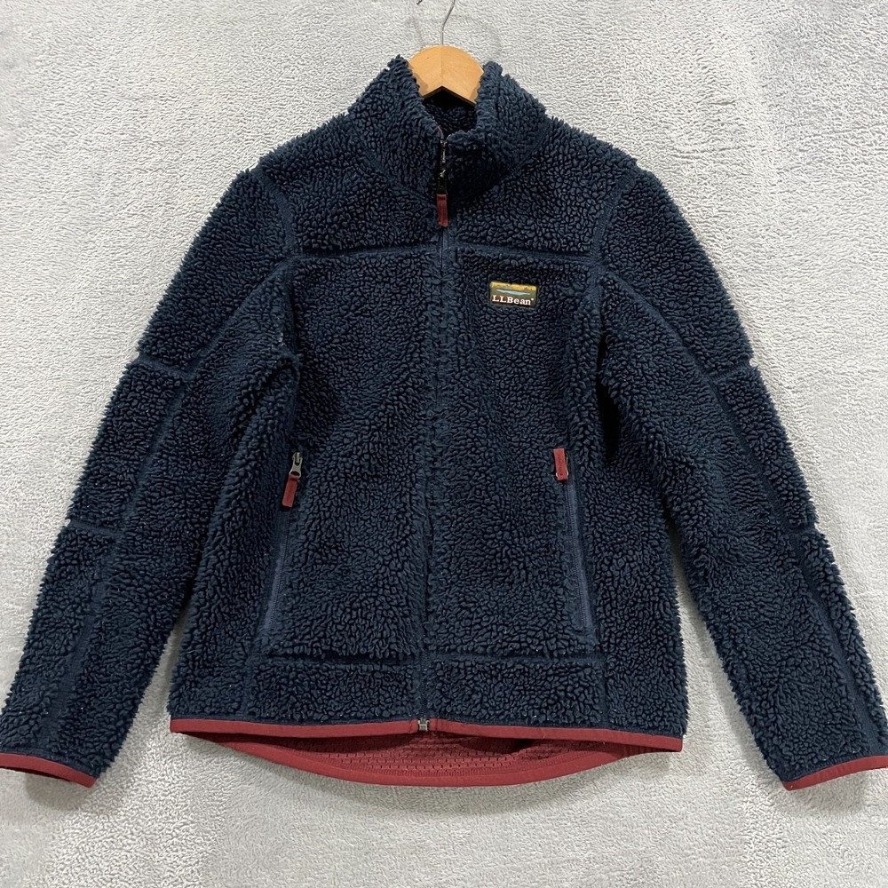 L.L Bean Women's XS Mountain Deep Pile‎ Sherpa Fleece Zip Up Jacket 500366